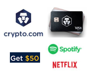 Crypt.com get 50 USD Rewards Spotify Netflix for free Visa Debit Card Krypto Cash