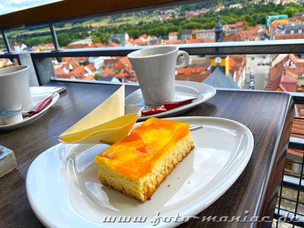 Kuchen mit Aussicht auf Rudolstadt