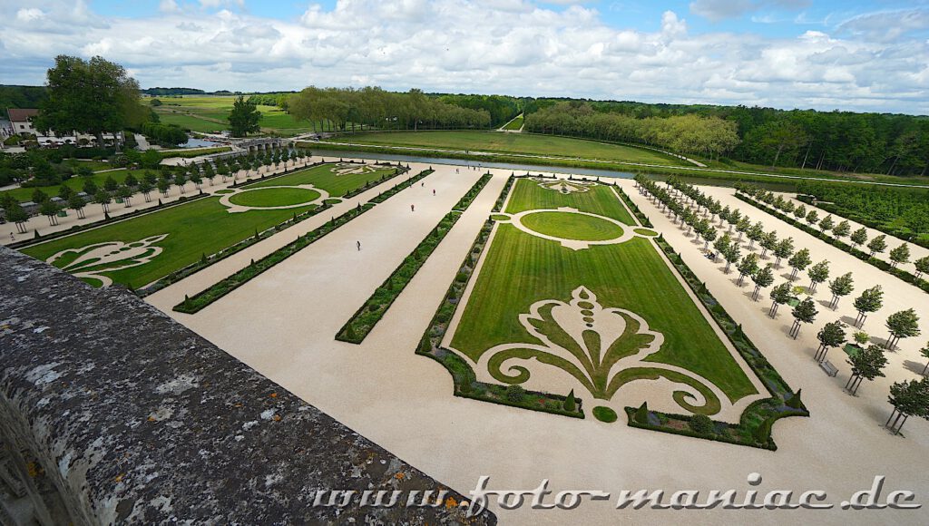 Symmetrisch angelegter Garten im Chateau Chambord