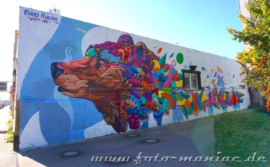 Mauer zeigt ein Hunde-Graffiti