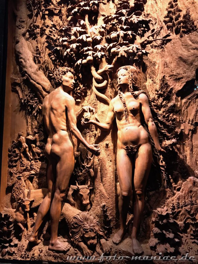 Holzschnitt von Adam und Eva
