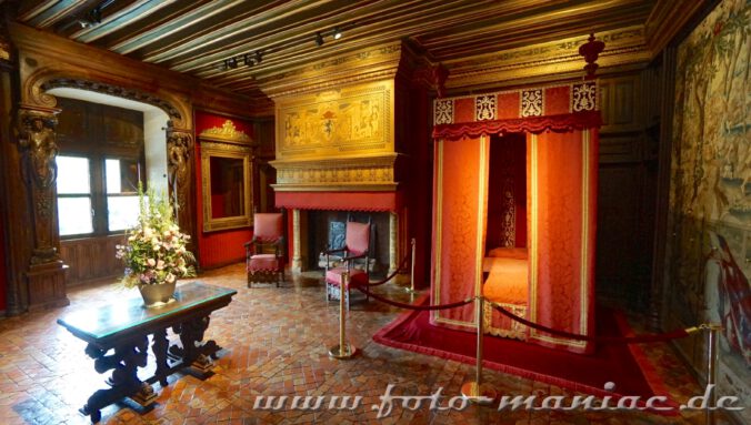 Ein Schlafgemach im idyllischen Chateau Chenonceau
