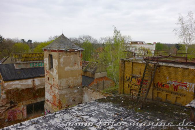 Vom Dach der verlassenen Brauerei Sternburg sieht man das ganze Ausmaß der maroden Bierfabrik