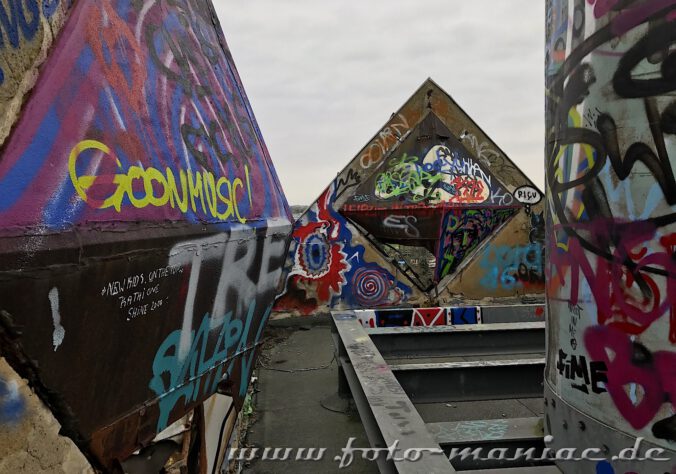 Graffiti auf dem Dach der verlassenen Brauerei Sternburg