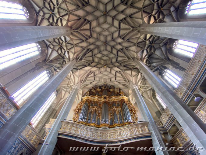 Herrliches Deckengewölbe und Organ in der Marktkirche - fotogene Ecken in Halle