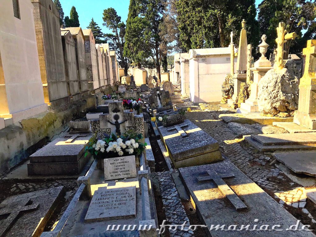 Blick auf die Gräber des berühmten Friedhofes von Lissabon