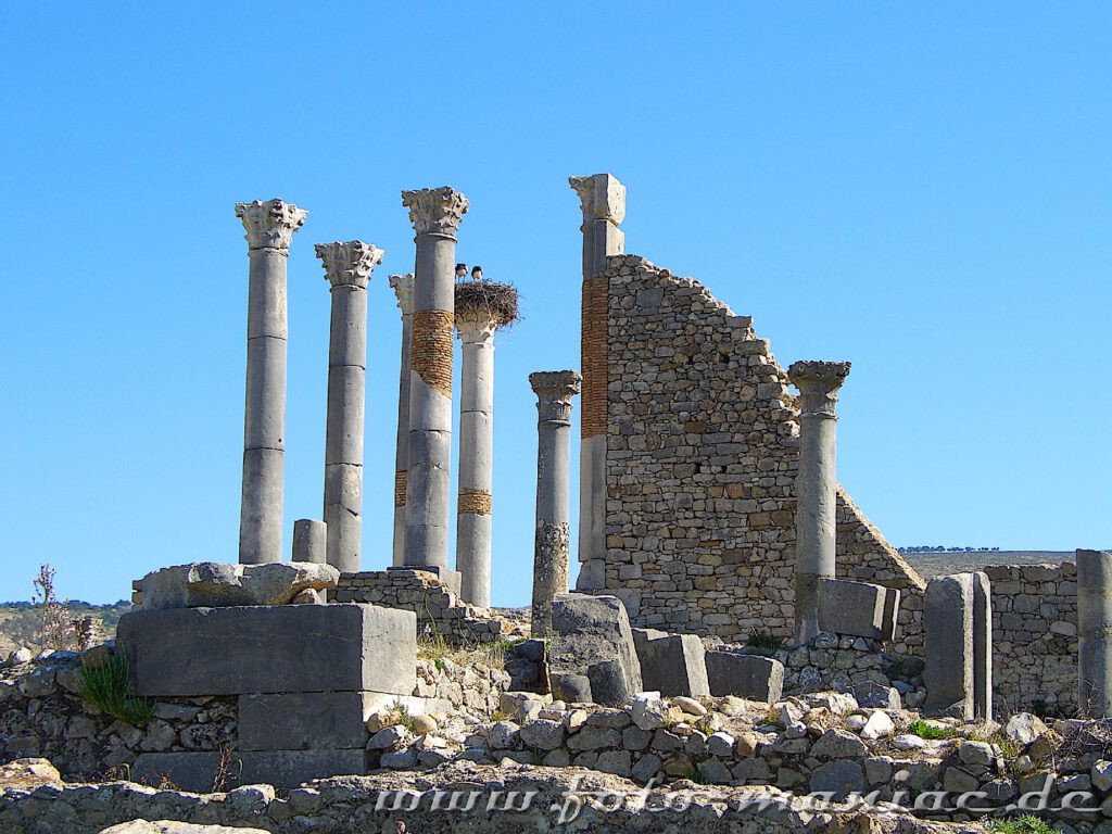 Säulen in den den Ruinen von Volubilis