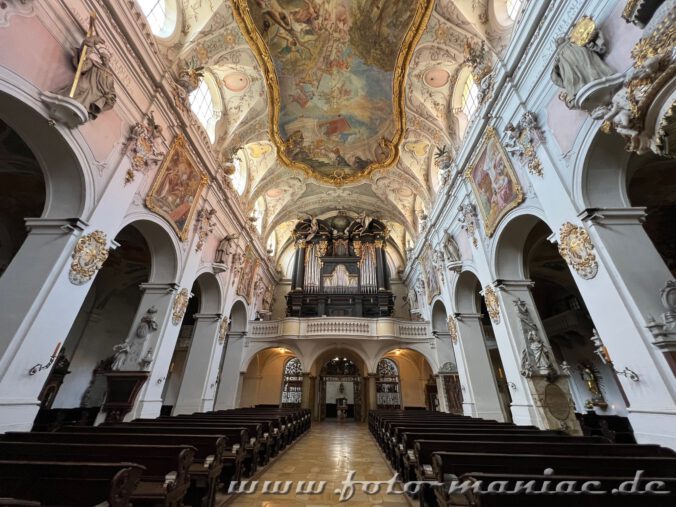 Regensburgs prächtigste Kirche - Blick zur Empore mit der Orgel