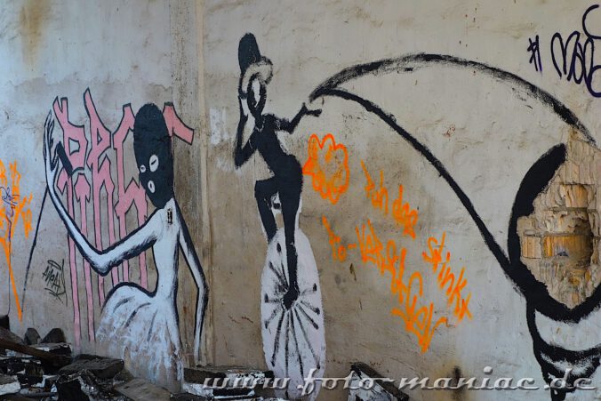 Graffiti-Mann auf Einrad