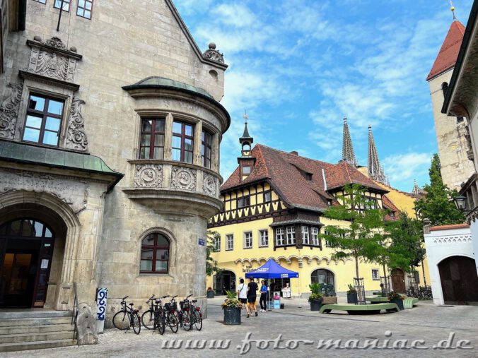 Mittelalterliche Gebäude in der Kapellengasse in Regensburg