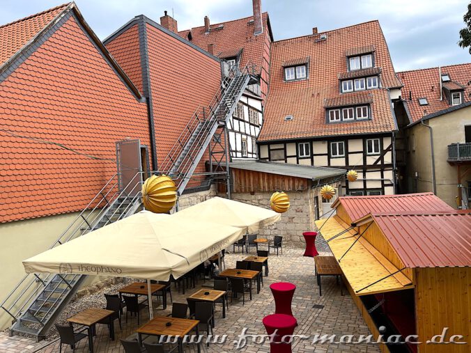 Ausflug nach Quedlinburg: Im Hof des Hotels "Theophano"