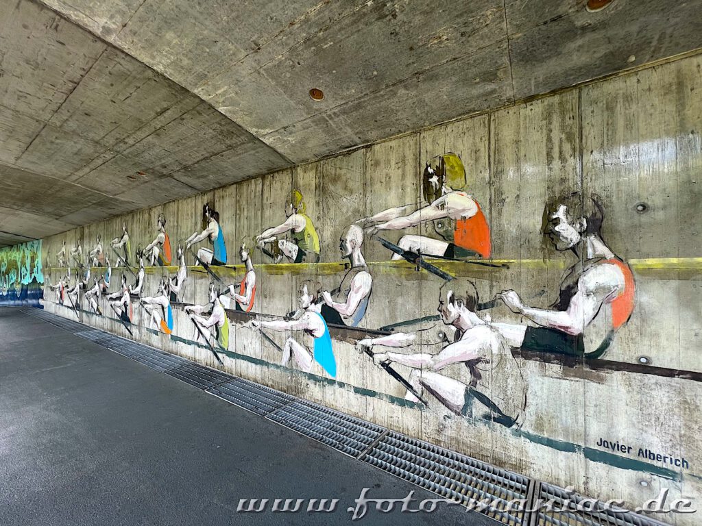 Ruderer - Graffitikunst unter der Schwarzwaldbrücke in Basel